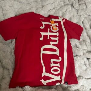 Von Dutch Red Tee with Off White Logo
